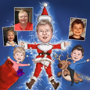 Dad Christmas Gift, Family X-Mas Gift, Custom Caricature, Family Portrait, Gift For Father