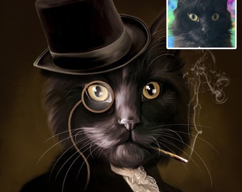 Royal Pet Portrait, Custom Pet Portrait "Gentleman", Custom Cat Painting