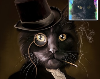 Royal Pet Portrait, Custom Pet Portrait "Gentleman", Custom Cat Painting