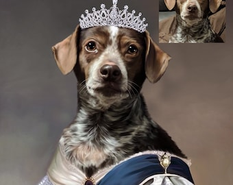 Dogs Queen Custom Royal Portrait. Dog art. Christmas gift Gift for Dog lovers