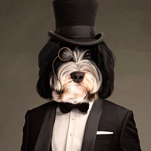 Custom "Gentleman Dog" Portrait. Royal Pet Portrait, Great gift for dog lover and owner.