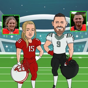 Freund Weihnachtsgeschenk, Fußball Liebhaber Geschenk, Benutzerdefinierte Cartoon Porträt, Weihnachtspaar Geschenk