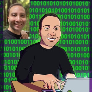 Programmer Christmas gift - Custom Cartoon Portrait, software engineer gift, IT gift, coder gift