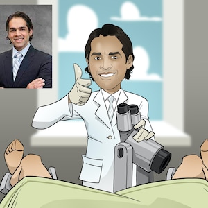 Cadeau gynaecoloog: aangepast cartoonportret, cadeau verloskundige, cadeau dokter