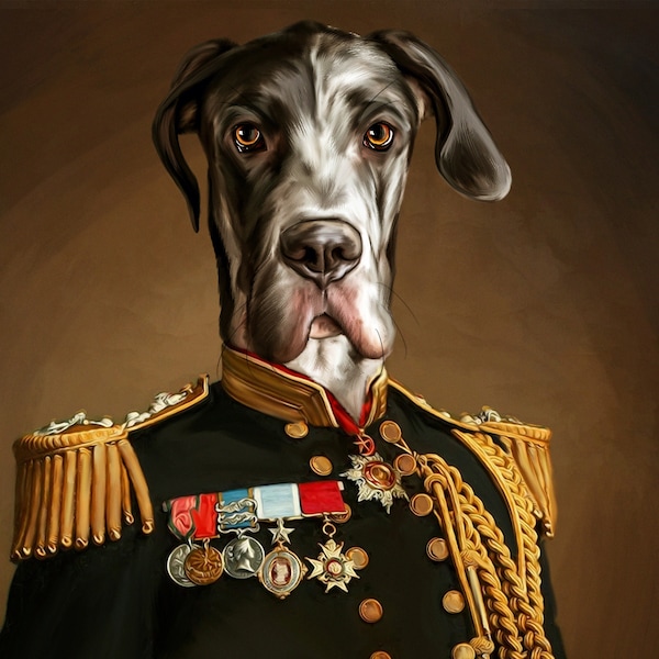 Great Dane Gift, Deutsche Dogge Gift, Custom Royal Pet Portrait, Dog Owner gift