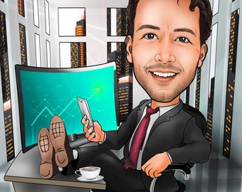 Custom Group Caricature Portrait: Unique Boss or Coworker Gift
