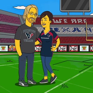 Football fan gift - cartoon personalized portrait, gift for him, football fan gifts, sports fan gift