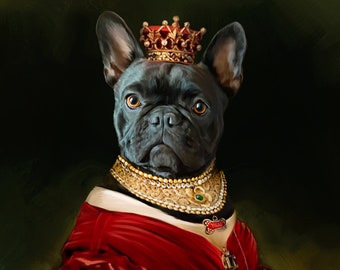 French Bulldog Royal Portrait: Custom Renaissance Pet Painting (Digital or Canvas)