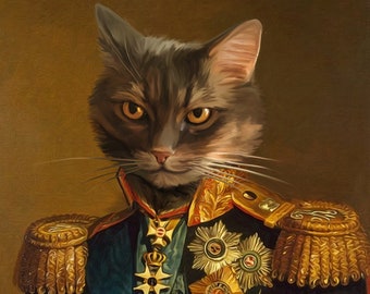 Custom Cat Portrait, Royal Pet Portrait, Cat Owner Gift, Pet Painting