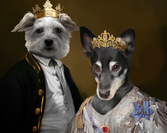 Retrato de mascota real, retrato de mascota personalizado, pintura de perro renacentista, regalo del dueño de perro.