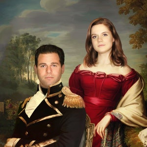 Couple Portrait, Family Royal Portrait, Personalized Vintage Illustration, Gift For Couple, Anniversary Gift