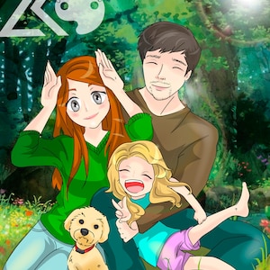 Fathers Day Gift - Custom Anime Portrait, New Dad Gift, Family Illustration