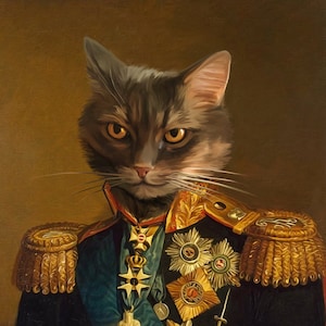 Custom Cat Portrait, Royal Pet Portrait, Cat Owner Gift, Pet Painting