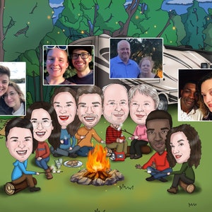 Camping Lovers Gift - Ritratto animato personalizzato per familiari e amici