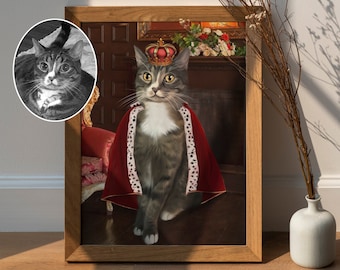 Royal Cat Portrait, Gift for Pet Owner, Custom Cat Portrait