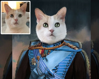 Custom Regal Cat Portrait: Unique Hand-Drawn Pet Art (Digital)