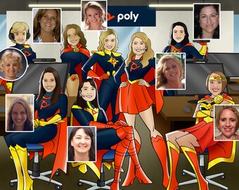 Call Center Operator Gift - Custom Group Cartoon Superheroes Portrait