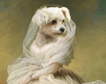Maltese Dog Royal Portrait, Custom pet portrait, Maltese dog owner gift, royal pet portrait