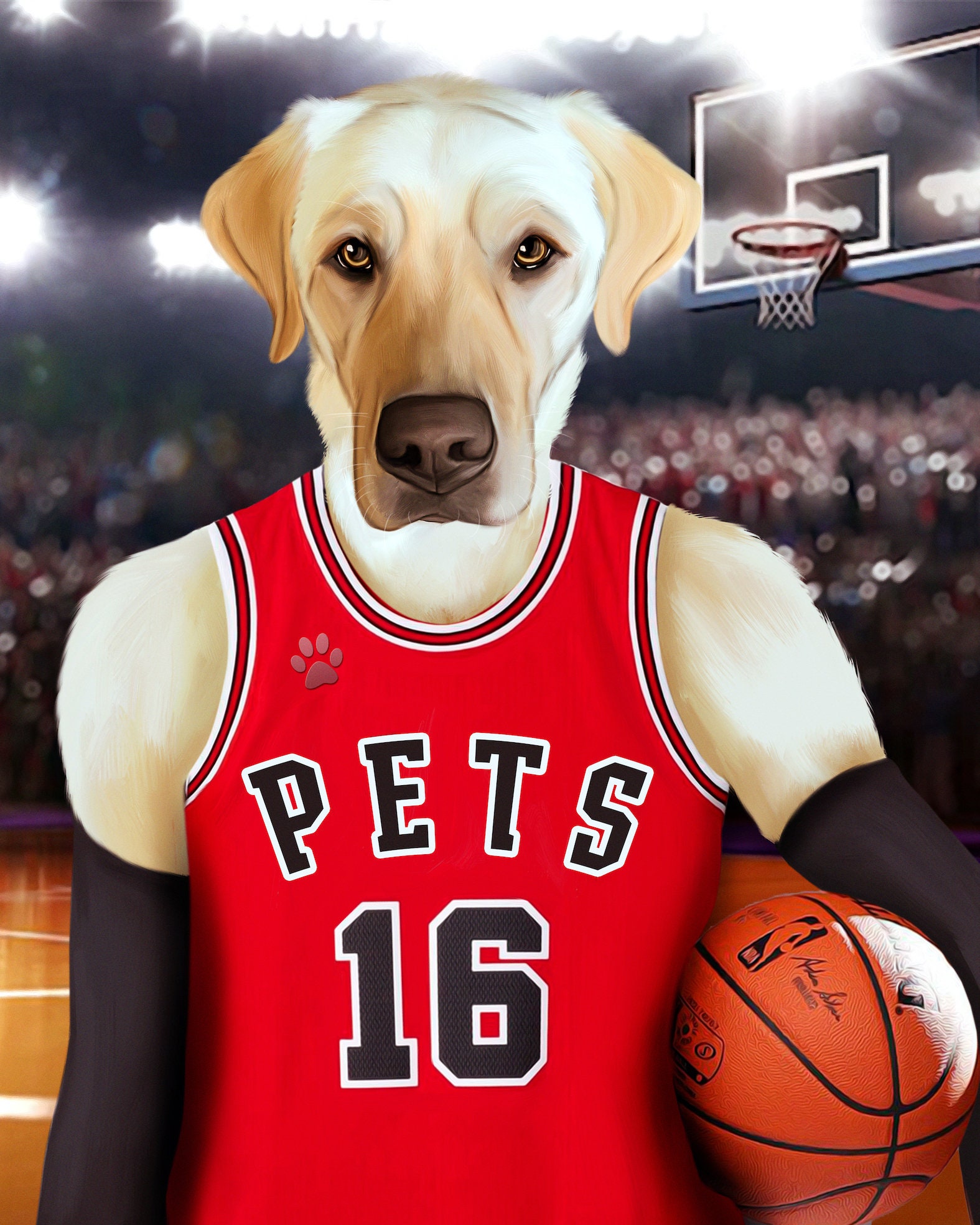 Basketball Pet Dog Head Painting