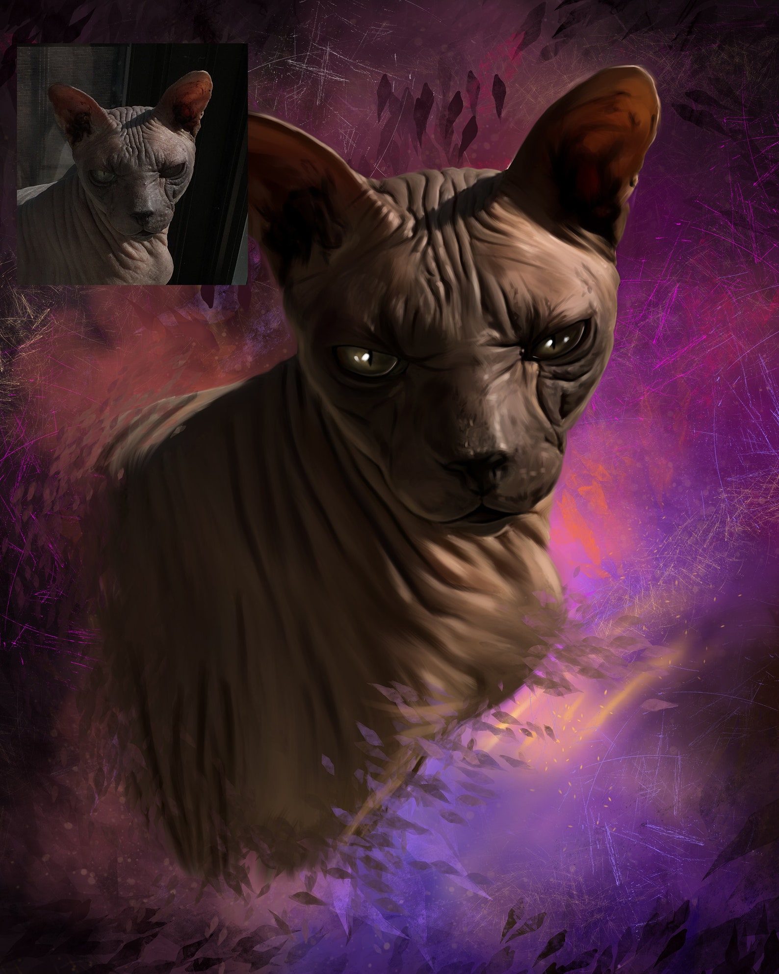 Sphynx Cat Custom Portrait gift for cat lover sphynx cat Etsy