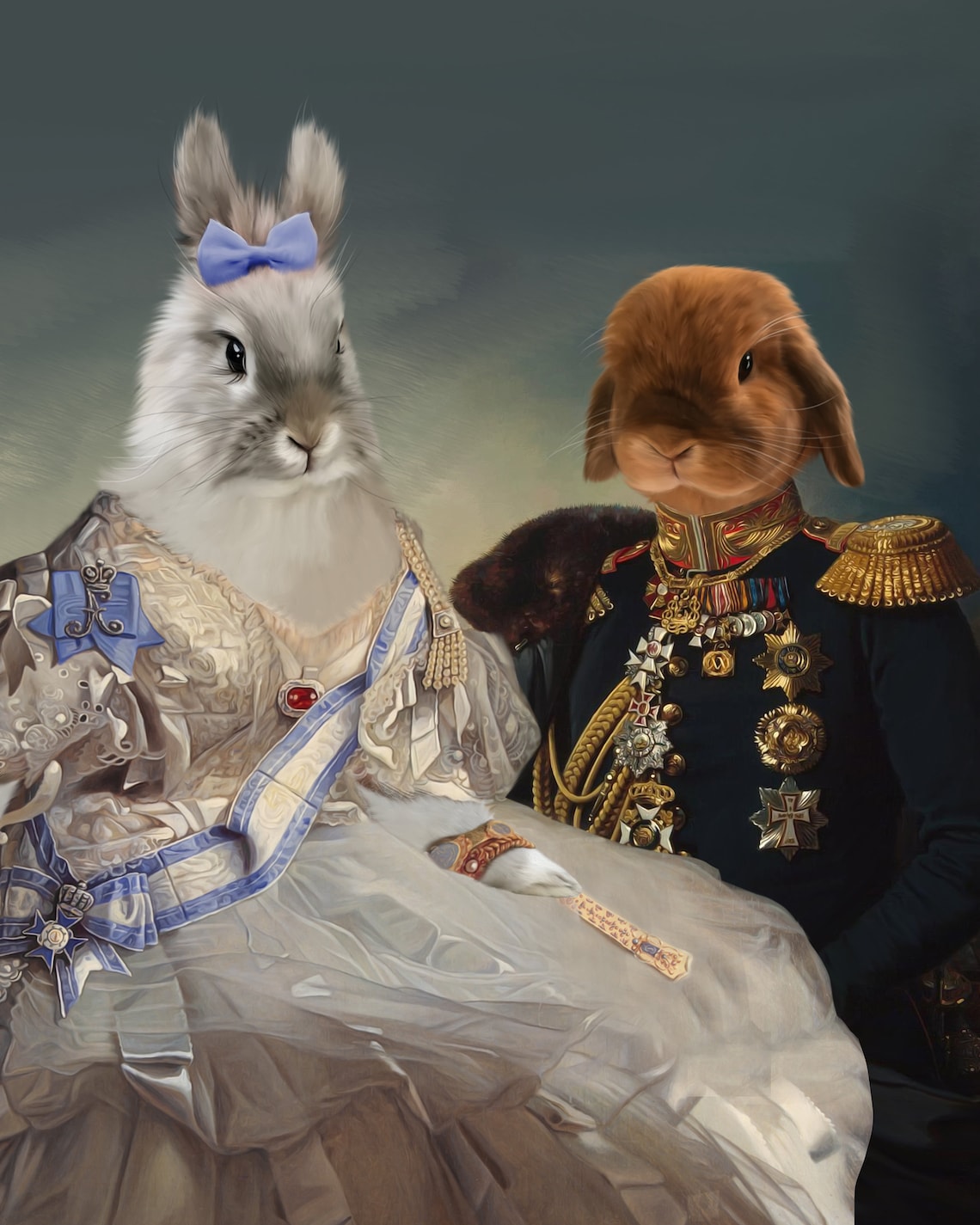 New Zealand Rabbit Royal Portrait Custom Pet Portrait New Etsy