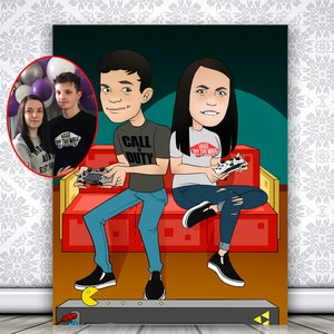 Freund Valentinstag Geschenk, Paar Portrait, benutzerdefinierte Cartoon Portrait
