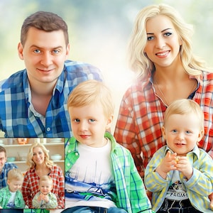 Family portrait - Gift for Valentine Day. Custom Portrait, Personalized gift, gift for her, best friend gift, birthday gift
