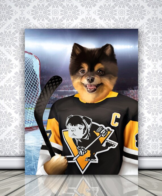 Custom Hockey Dog Portrait . Boston Pet Portrait . Boston 