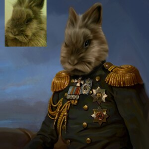 Custom Rabbit Portrait, Custom Pet Portrait, Regal Pet Portrait, Regal ...