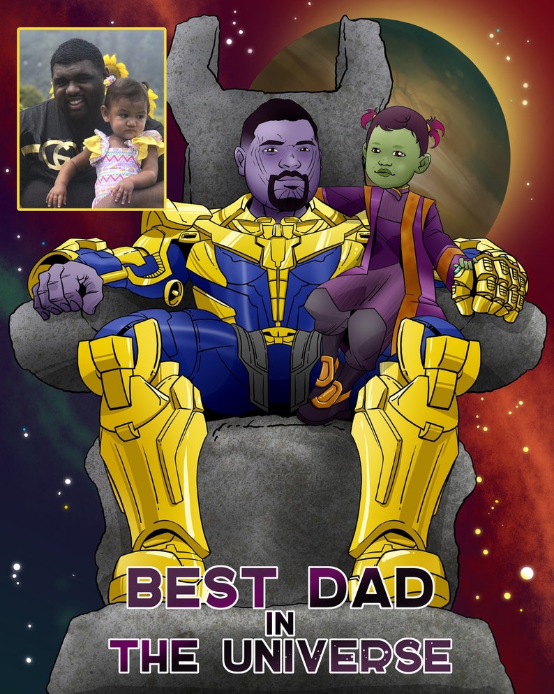Fathers Day Gift, Superheroes Portrait, Super Dad Gift, Family Portrait ...