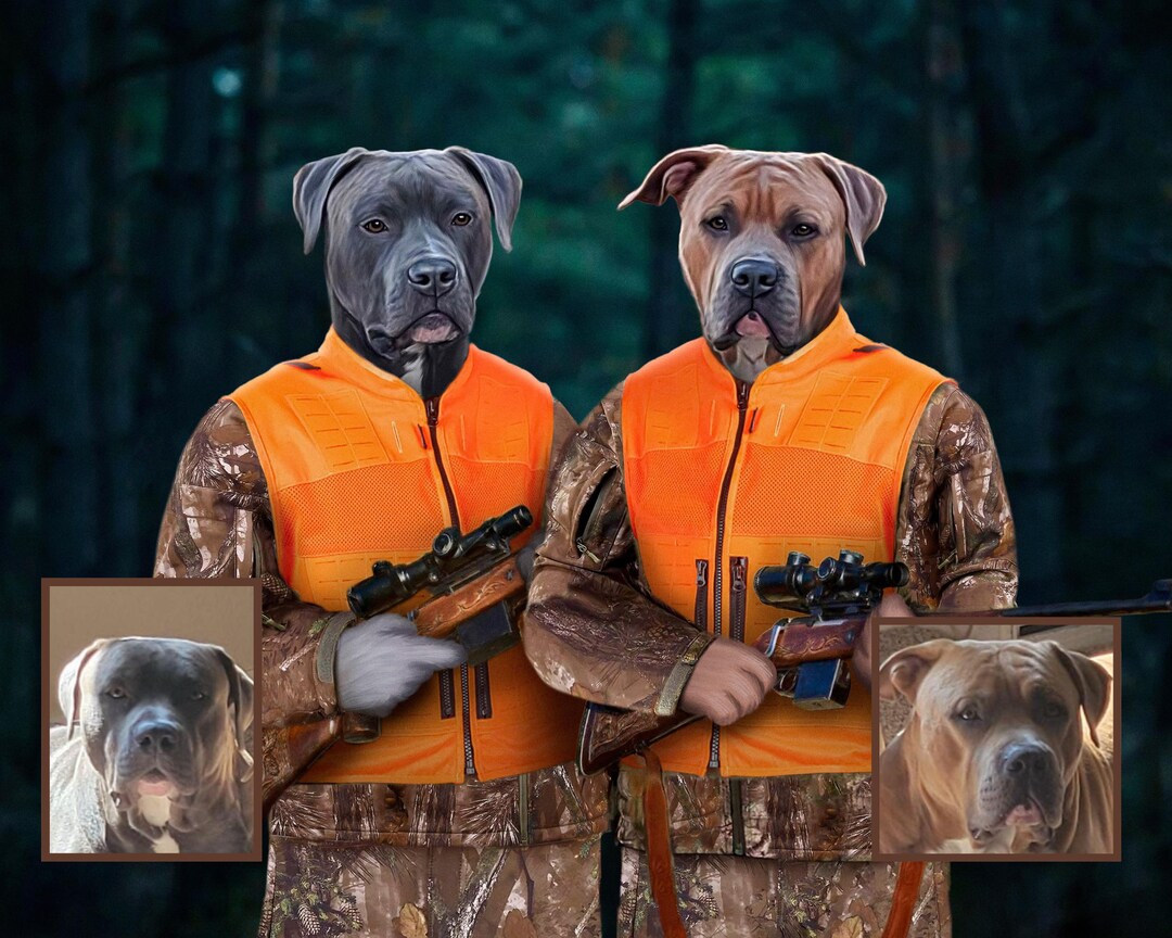 Custom Pet Portrait - Your Dogs as Hunters. Custom Dog Painting From ...