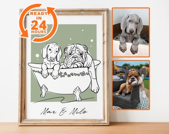 Custom Line Art Dog Portrait - Gifts for Pet Lovers