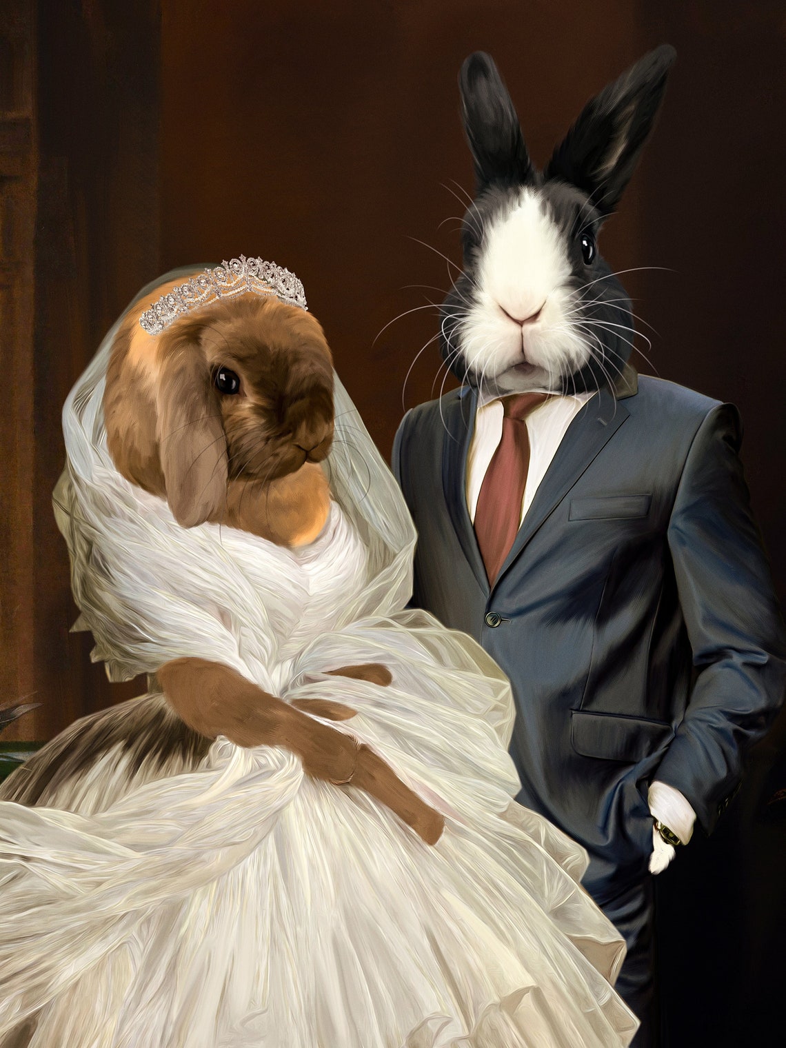 New Zealand Rabbit Royal Portrait Custom Pet Portrait New Etsy
