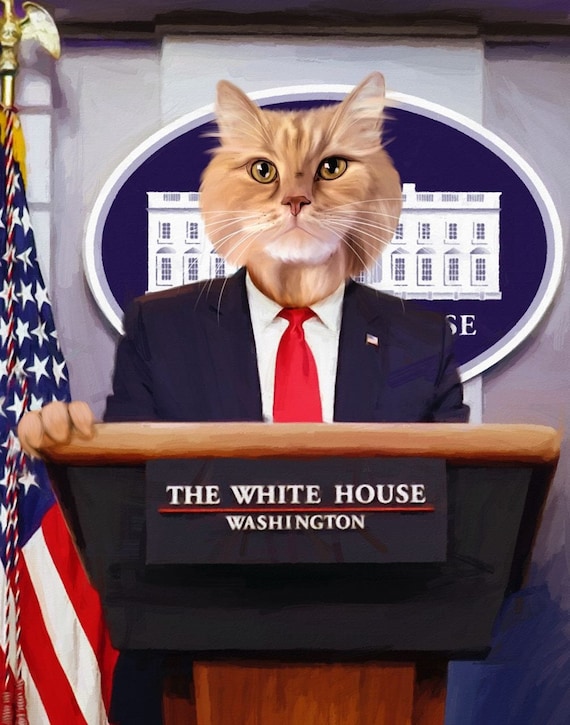 President Custom Cat Portrait Funny Birthday or Anniversary Etsy