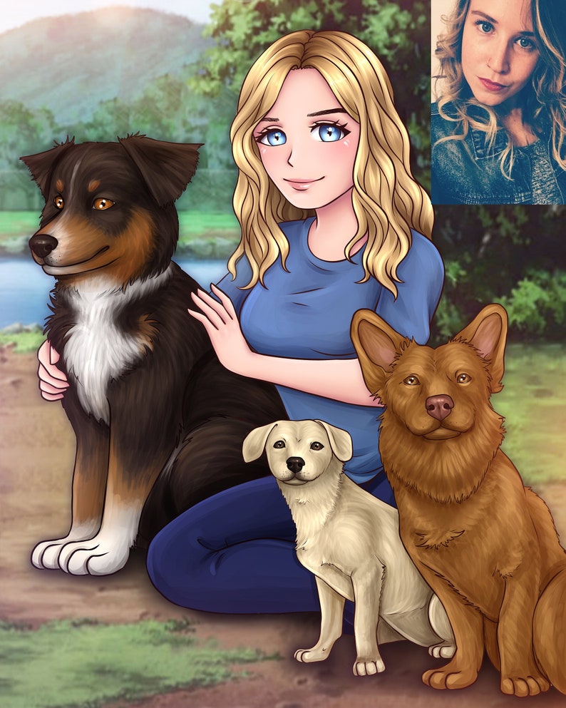 Anime Portrait Custom Portrait Family Portrait Anime Gift Etsy