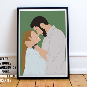 Mens Valentines Gift, Custom Couple Faceless Portrait from Photo, valentines day gift