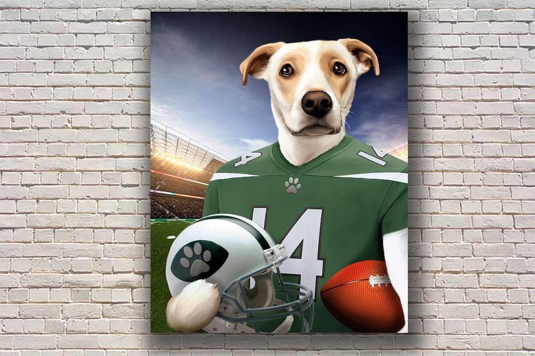NY Football Team Custom Dog Portrait, NFL Fun Gift, Custom Dog Lover