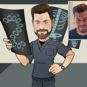 Orthopedist cadeau, chiropractor cadeau - aangepaste cartoon karikatuurportret