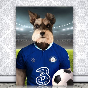 English Soccer Dog, Football Pet, Custom Pet Portrait, Football Lover Gift