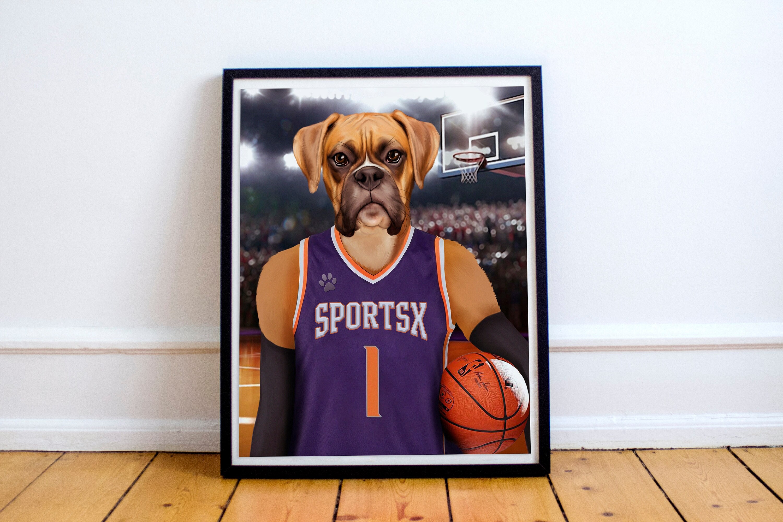 Phoenix Basketball Gift, Suns NBA Gift, Custom Pet Portrait, NBA Gift