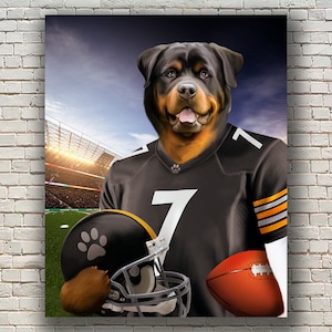 Pittsburgh Football Team Custom Dog Lover Gift, American football Fun Gift, Custom Dog Portrait, Funny Pet Lover Gift