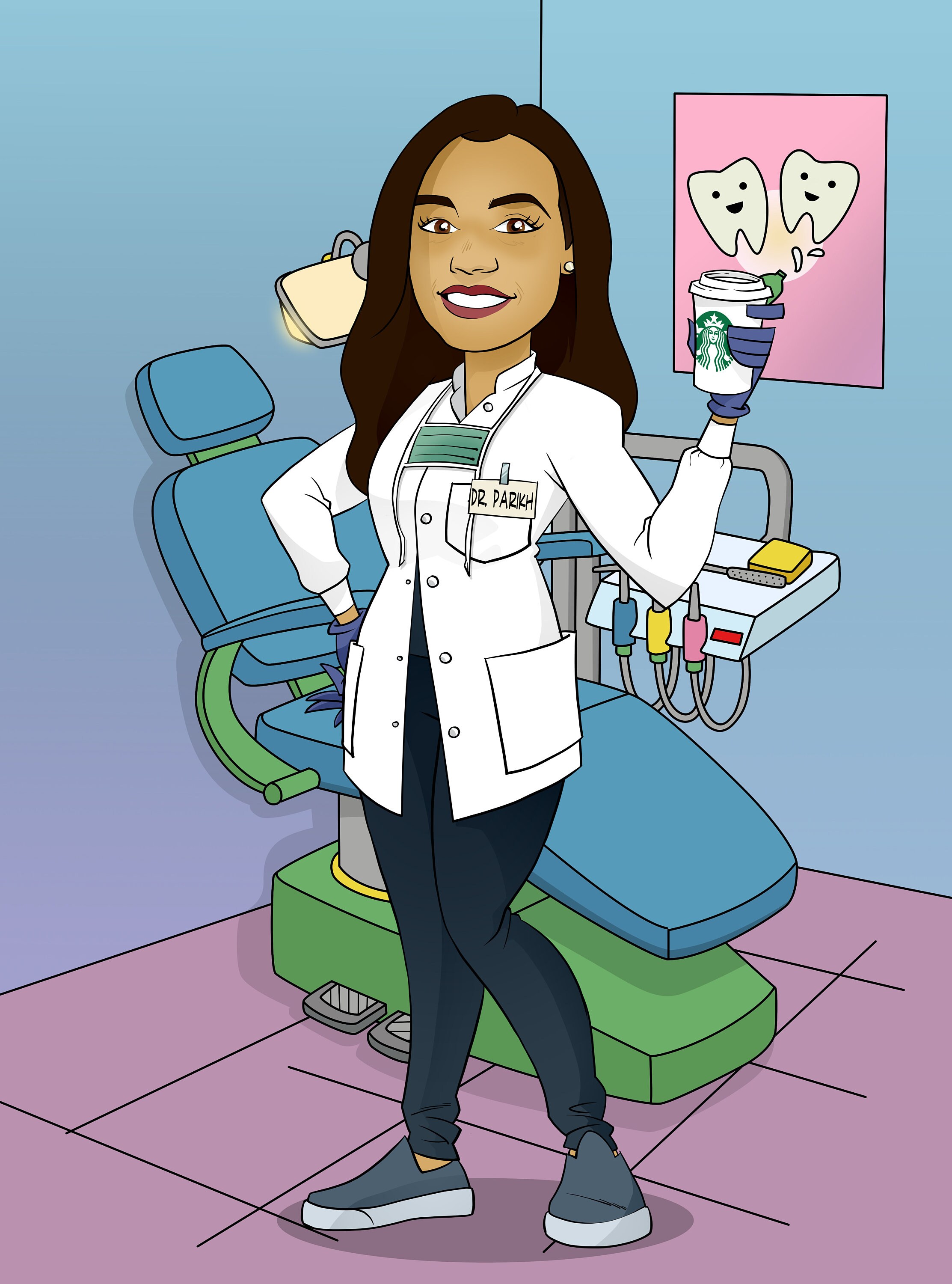 Female Dentist gift medical gift custom cartoon portrait Etsy