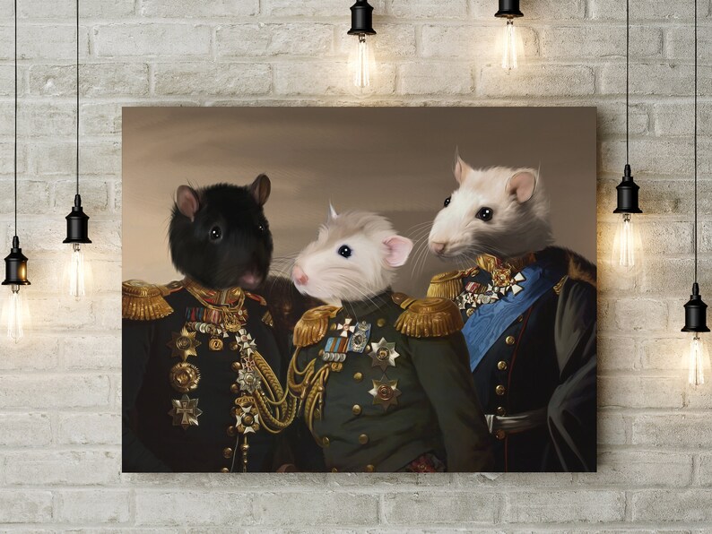 Custom Rat Portrait, custom pet portrait, rat lover gift, regal pet portrait, Christmas gift for rat owner image 2