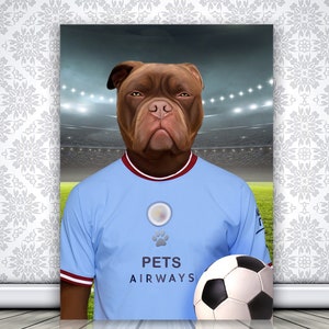 English Soccer Gift, Football Pet, Custom Pet Portrait, Soccer Lover Gift