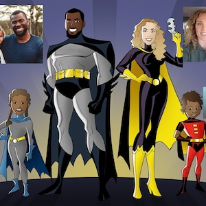 Christmas Gift, Custom Family Illustration, Superheroes Portrait, Custom Cartoon Portrait