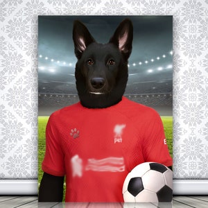 Liverpool Gift, English Soccer Gift, Football Pet, Custom Pet Portrait, Soccer Lover Gift