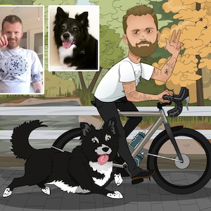 Bicycler gift - Custom Cartoon Portrait, gift for cycler, gift for bike lovers