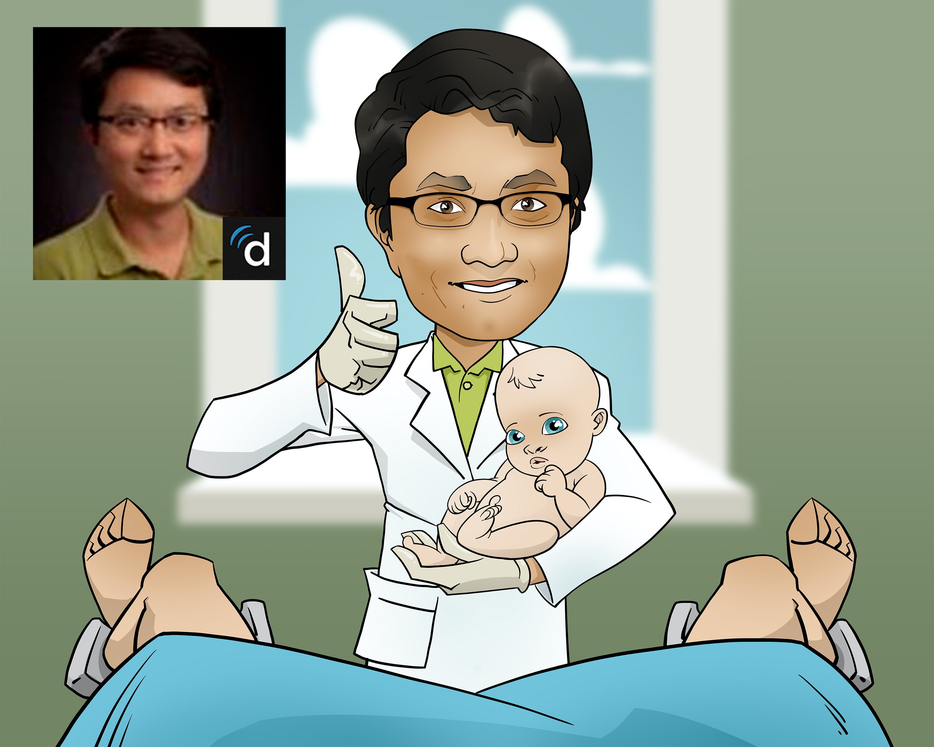 Custom Obstetrician Cartoon Portrait: Unique Medicine Gift - Etsy