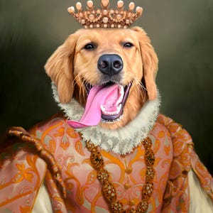 Golden Retriever Gift, Custom Royal Dog Portrait, Golden Retriever Portrait, funny pet lover gift