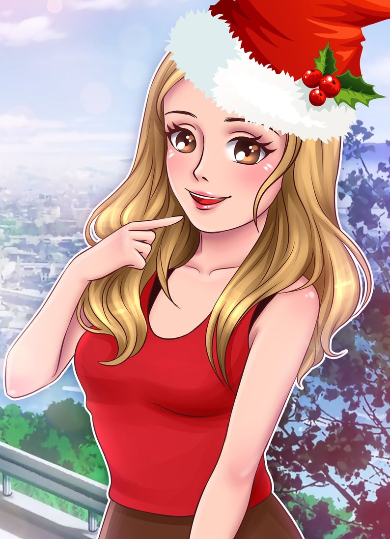 Girlfriend Christmas Gift Cartoon Personalized Anime Portrat Etsy